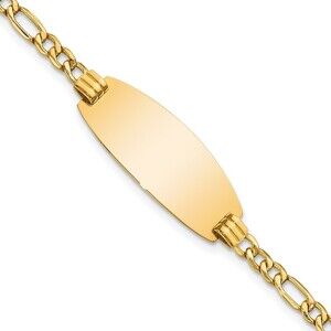 Kazi Luxury 14k Semi-Solid Oval ID Figaro Bracelet